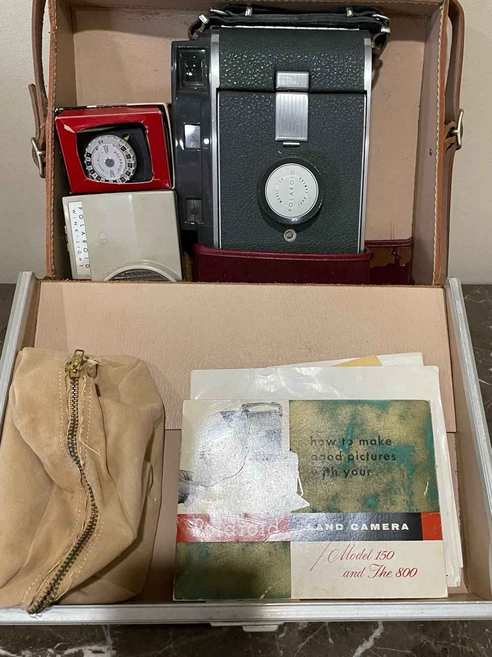 Antique Polaroid Land Camera w/ Case and Accessories